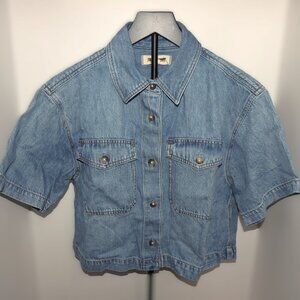 NWT Madewell Boxy-Crop Button-Up Shirt: Airy Denim Edition Wms Size Small